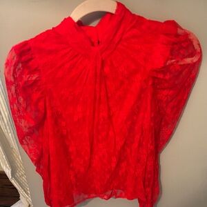 SAYLOR Vibrant Red Lace Blouse